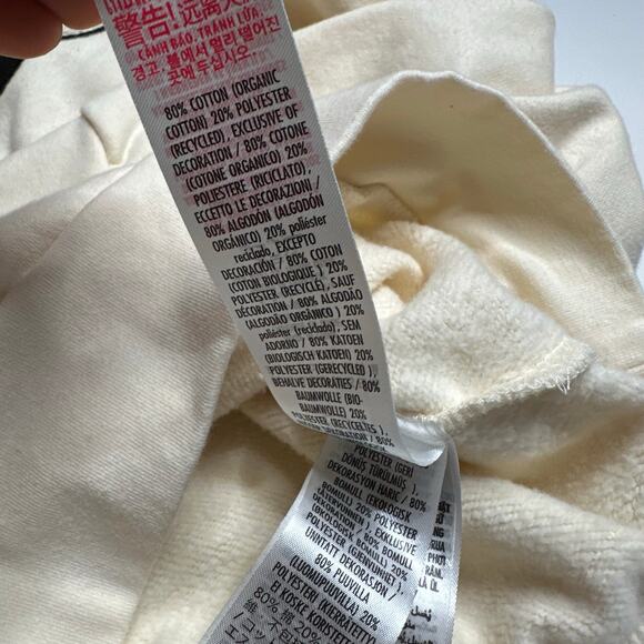 DISNEY Cream White Fuzzy Retro Mickey Mouse Santa Fleece Pullover Sweatshirt XS - Picture 5 of 7